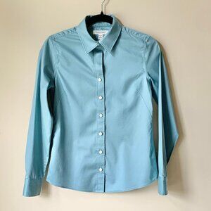 GUC Banana Republic Fitted LS Non-Iron Sateen Shirt, Size 2, Blue/Green